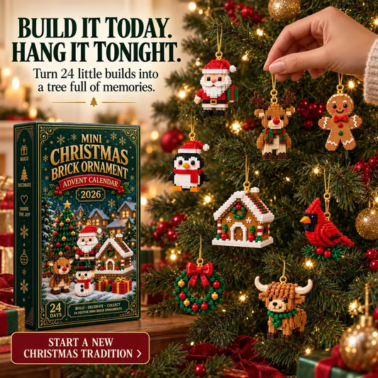 🎄 24-Day Christmas Advent Calendar | 24 Mini Buildable Ornaments with Hanging Loops for Tree Decor