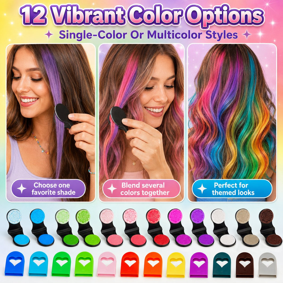 Gentle 12-Color Temporary Hair Chalk Set