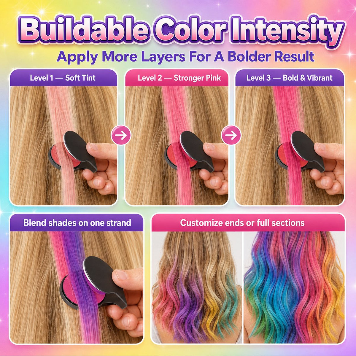 Gentle 12-Color Temporary Hair Chalk Set