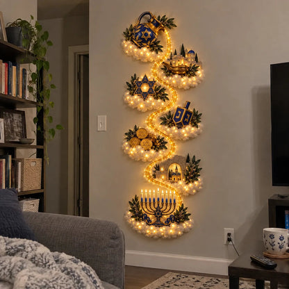 Hanukkah Festival of Lights Wall Decor Collection – 4 Glowing Designs Celebrating Eight Nights of Light