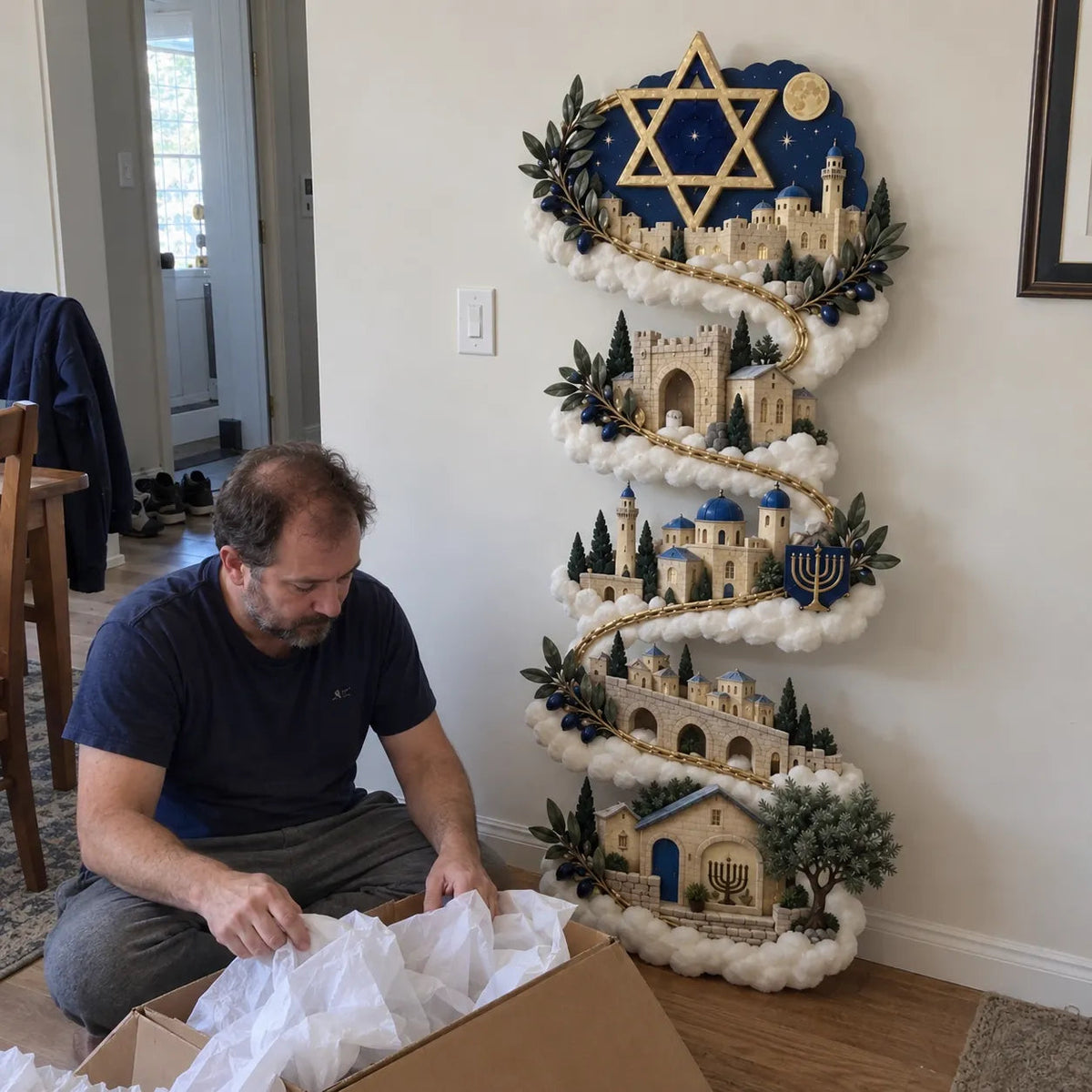 Hanukkah Festival of Lights Wall Decor Collection – 4 Glowing Designs Celebrating Eight Nights of Light