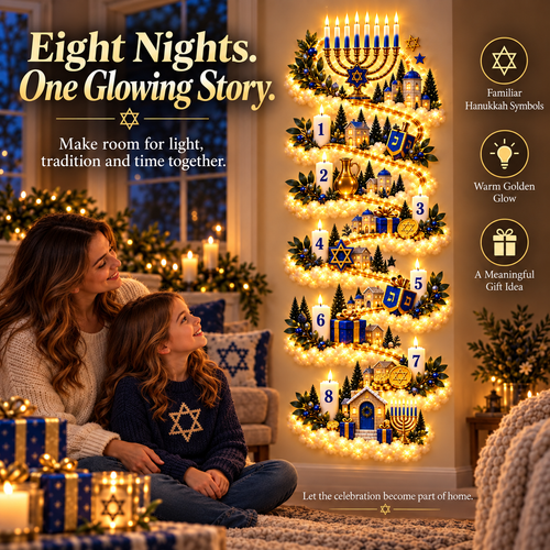 Hanukkah Festival of Lights Wall Decor Collection – 4 Glowing Designs Celebrating Eight Nights of Light