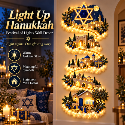 Hanukkah Festival of Lights Wall Decor Collection – 4 Glowing Designs Celebrating Eight Nights of Light