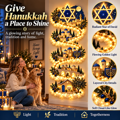 Hanukkah Festival of Lights Wall Decor Collection – 4 Glowing Designs Celebrating Eight Nights of Light